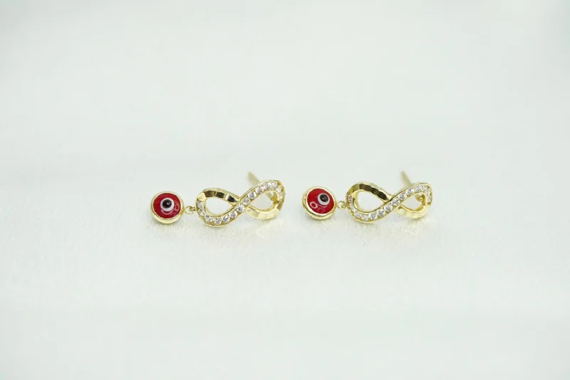 Silver hoop women earrings-10k Infinity Red Eye Stud Earrings