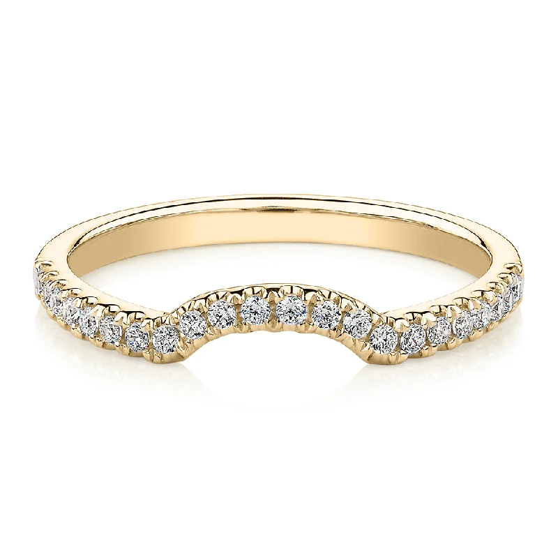 Engagement women rings-Curved wedding or eternity band in 10 carat yellow gold