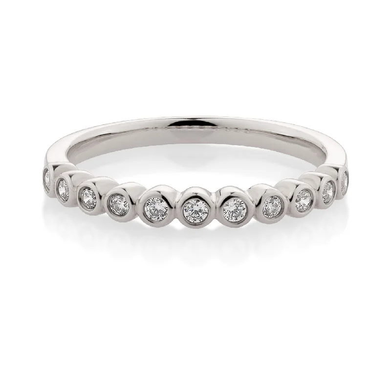 Pearl band women rings-Wedding or eternity band in 10 carat white gold