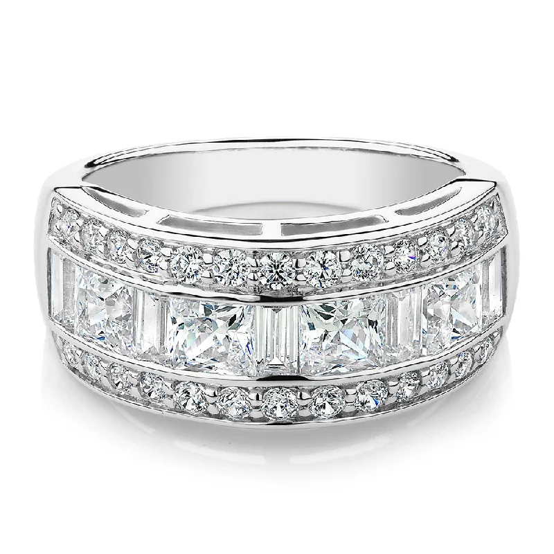 Oval diamond women rings-Dress ring with 2.7 carats* of diamond simulants in 10 carat white gold