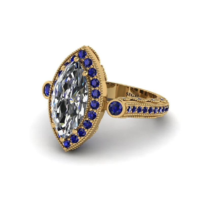 Engagement rings with a twist for women-Milgrain Halo Marquise Diamond Engagement Ring - Noreen No. 61