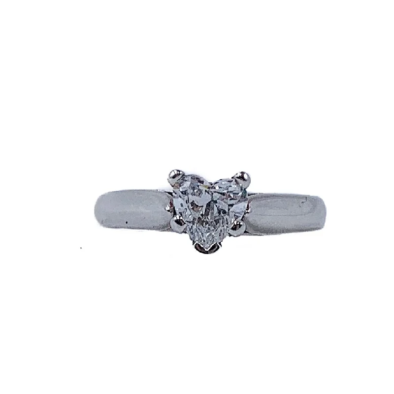 Unique engagement rings for women-0.72 CTW 14kt white gold GIA certified heart center diamond engagement ring