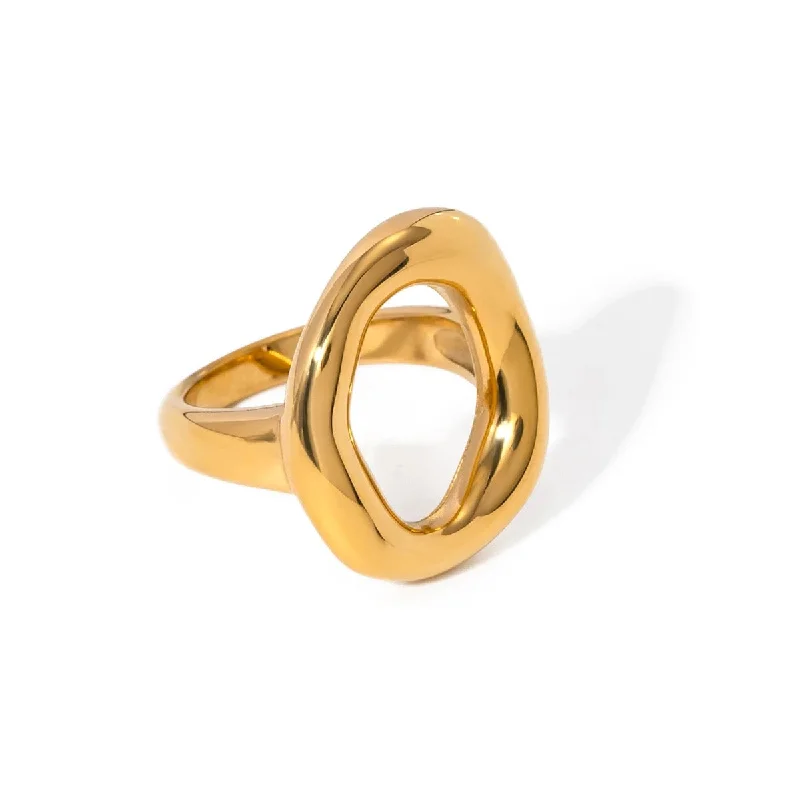 Designer gold women rings-Hollow Ring