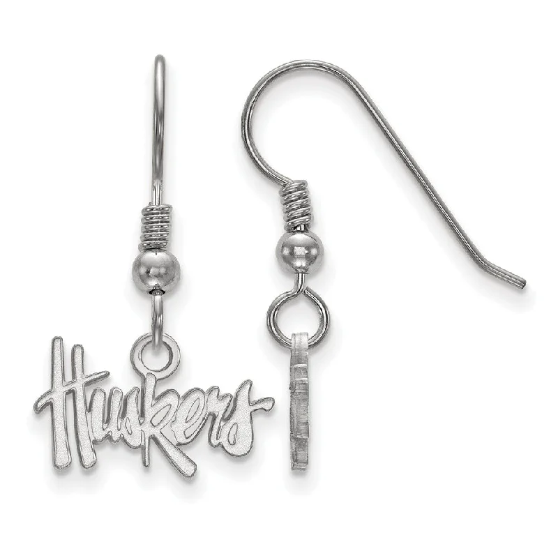 Simple hoop women earrings-Sterling Silver University of Nebraska XS (Tiny) Dangle Earrings