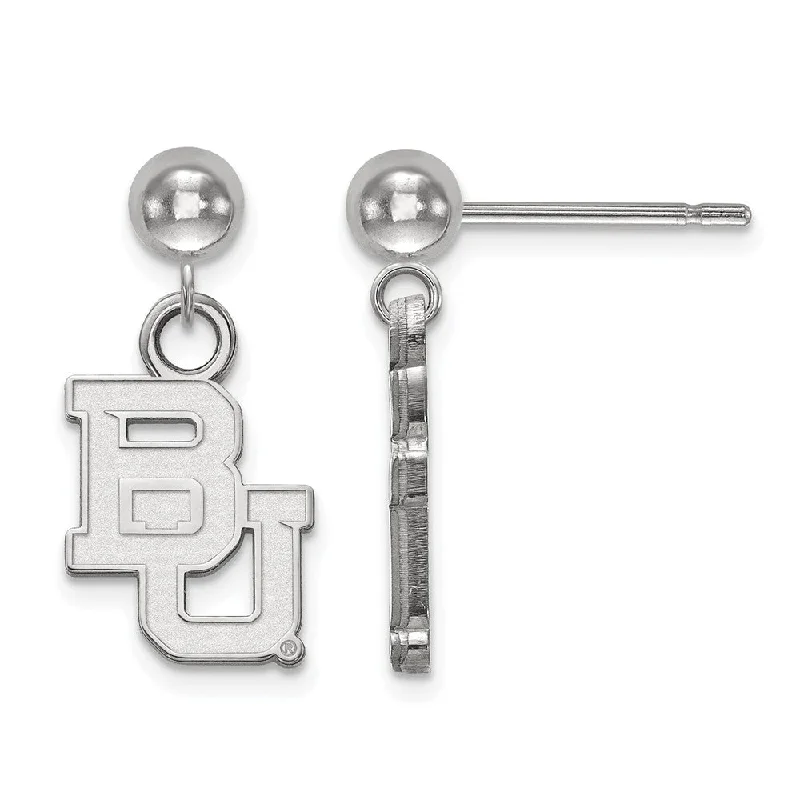 Heart-shaped women earrings-14k White Gold Baylor University Ball Dangle Earrings