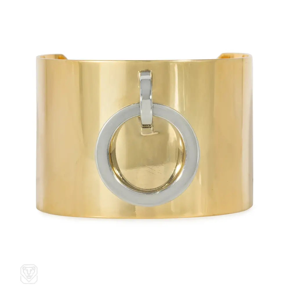 Chunky silver women bracelets-Dinh Van for Cartier two-color gold kinetic hoop bracelet