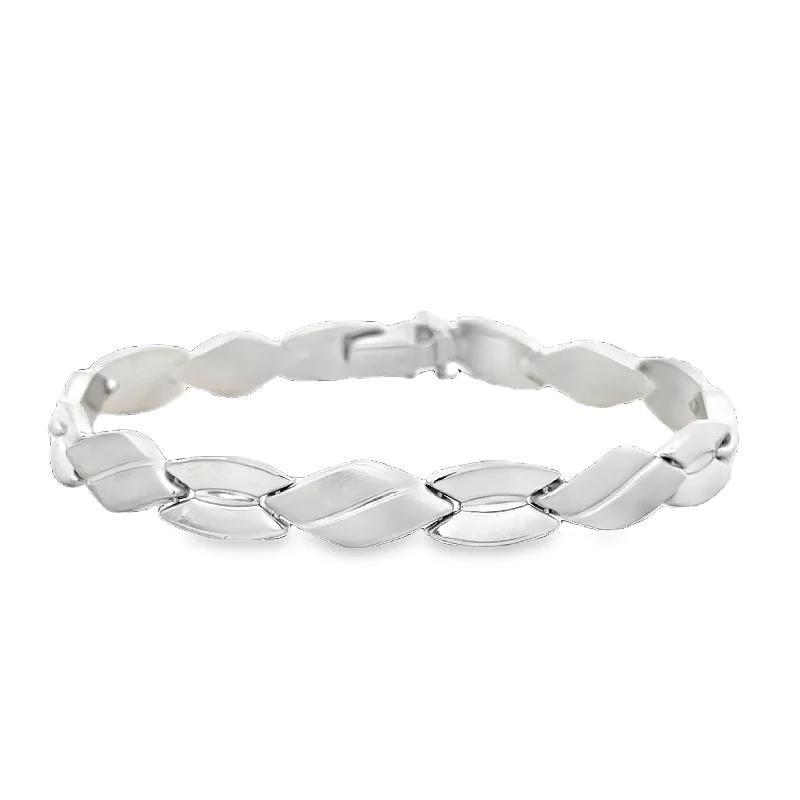 Boho bangle bracelets for women-Geometric Bracelet in 14k White Gold