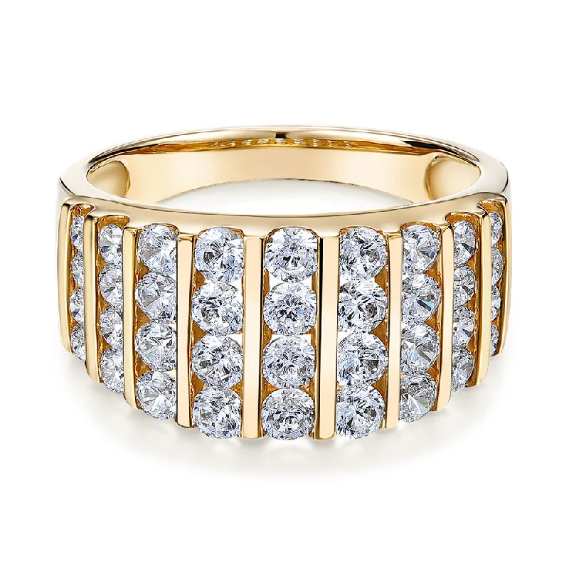 Wedding women rings-Dress ring with 1.44 carats* of diamond simulants in 10 carat yellow gold