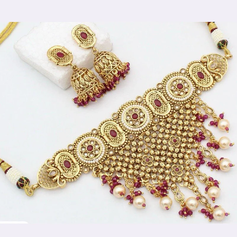 Unique women necklaces-Manisha Jewellery Copper Gold Choker Necklace Set