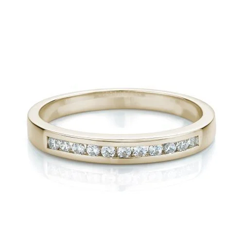 Crystal women rings-Wedding or eternity band in 14 carat yellow gold