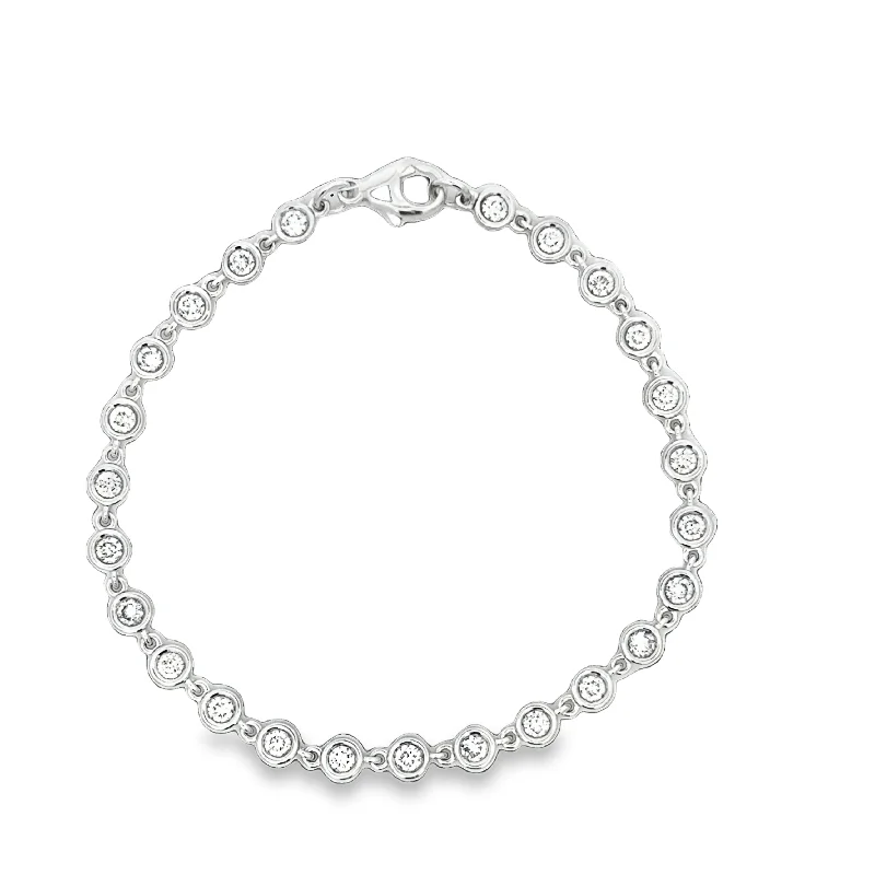 Pearl bangle bracelets for women-2.0 CTW Bezel Set Diamond Bracelet in White Gold