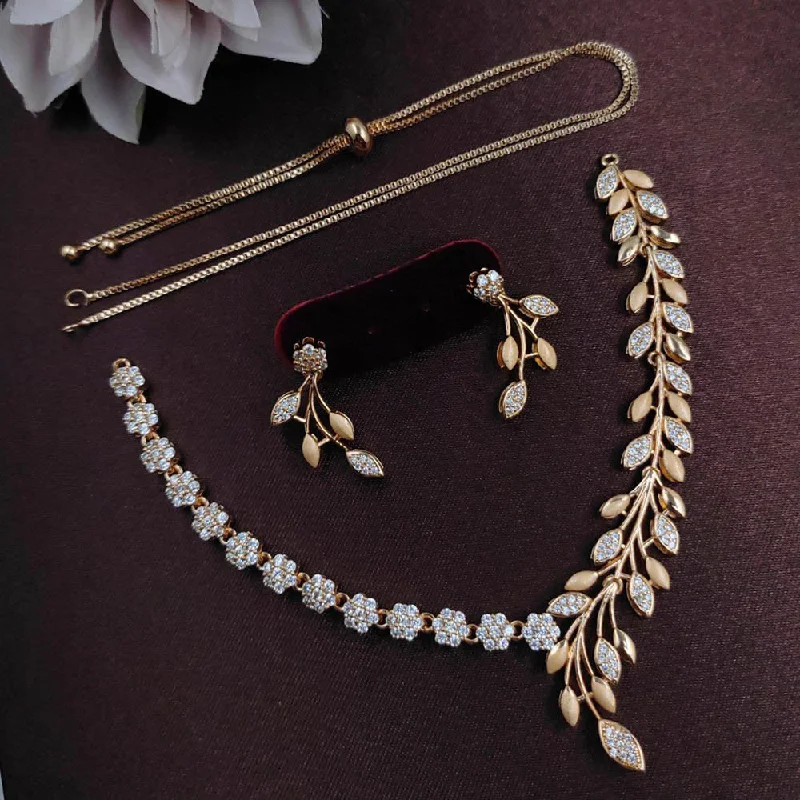 Gold women necklaces-Aamrapali  American Diamond Necklace Set