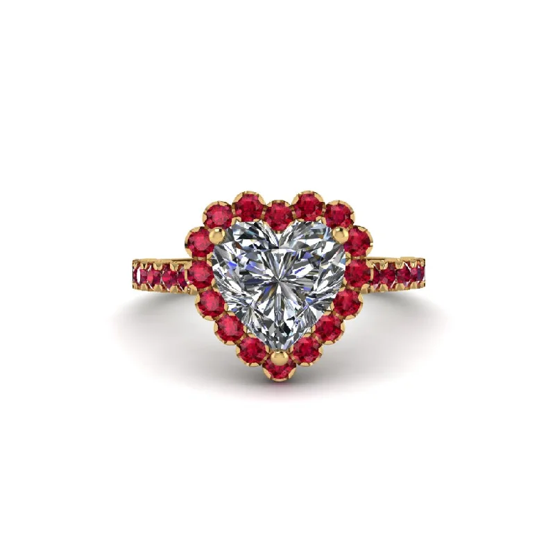 Custom engagement rings with colored stones for women-Halo Heart Diamond Pave Engagement Ring - Gail No. 46