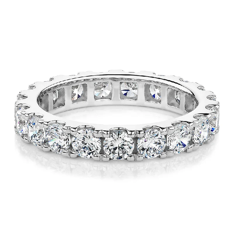 Nature-inspired women rings-All-rounder eternity band with 2.09 carats* of diamond simulants in 14 carat white gold