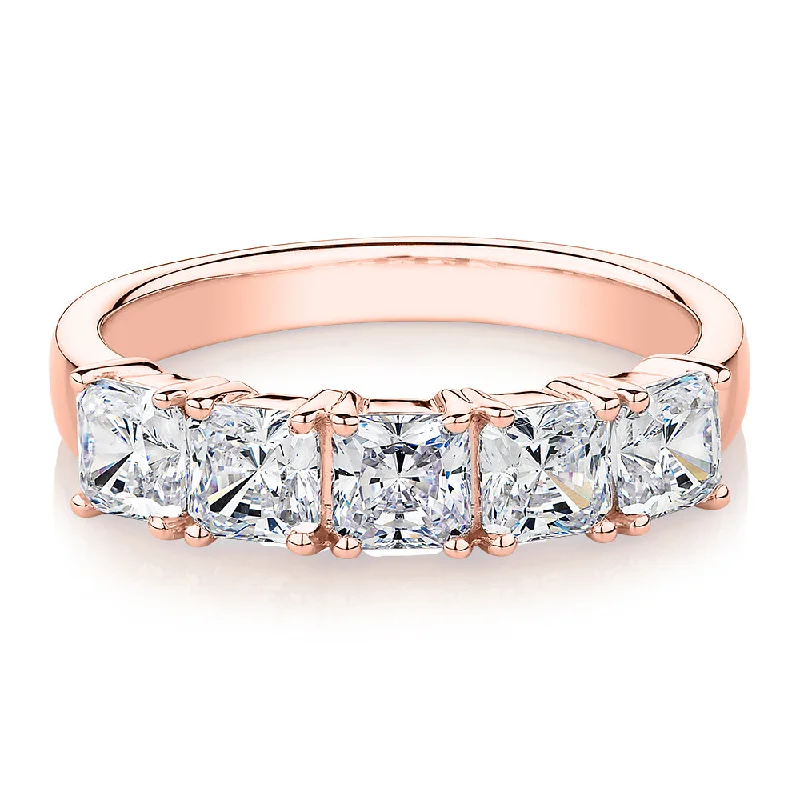 Adjustable gemstone women rings-Dress ring with 1.95 carats* of diamond simulants in 10 carat rose gold