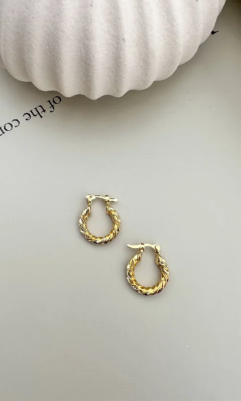 Gemstone women earrings-Velani Jewelry Twisted Hoop Earrings