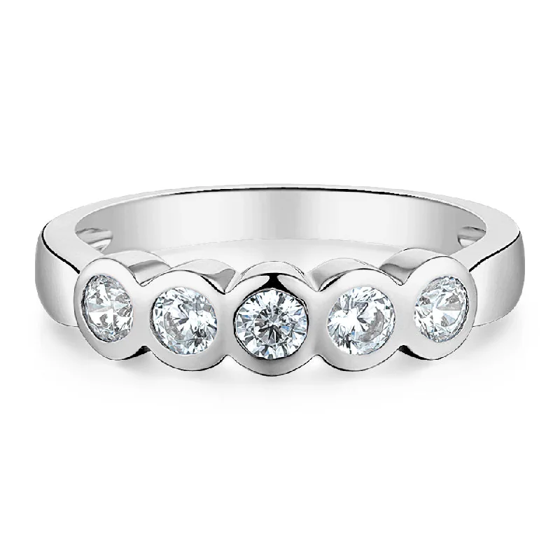 Solitaire diamond women rings-Dress ring with 0.55 carats* of diamond simulants in 10 carat white gold