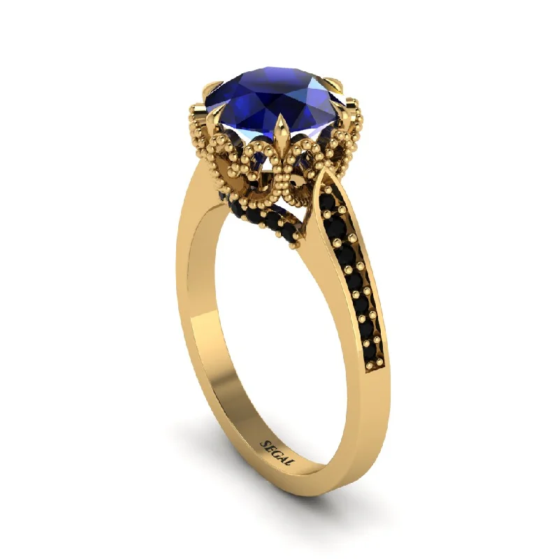 Engagement rings with princess-cut diamonds for women-Sapphire Milgrain Engagement Ring - Yara No. 43