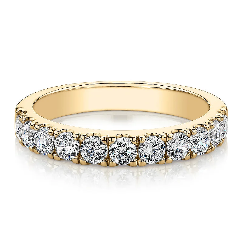 Gold women rings-Wedding or eternity band with 0.88 carats* of diamond simulants in 14 carat yellow gold