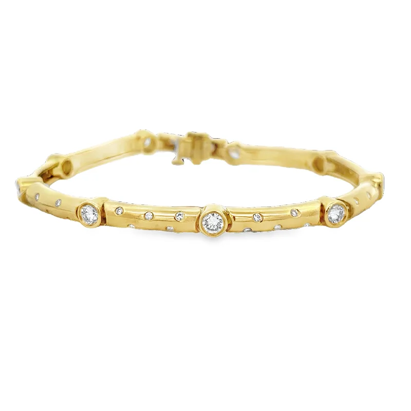 Beaded women bracelets-Curved Diamond Link Bracelet in 18k Yellow Gold