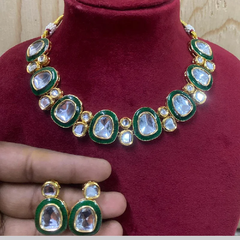 Custom birthday women necklaces-Royal Kundan Jewellery Gold Plated Crystal Stone Necklace Set