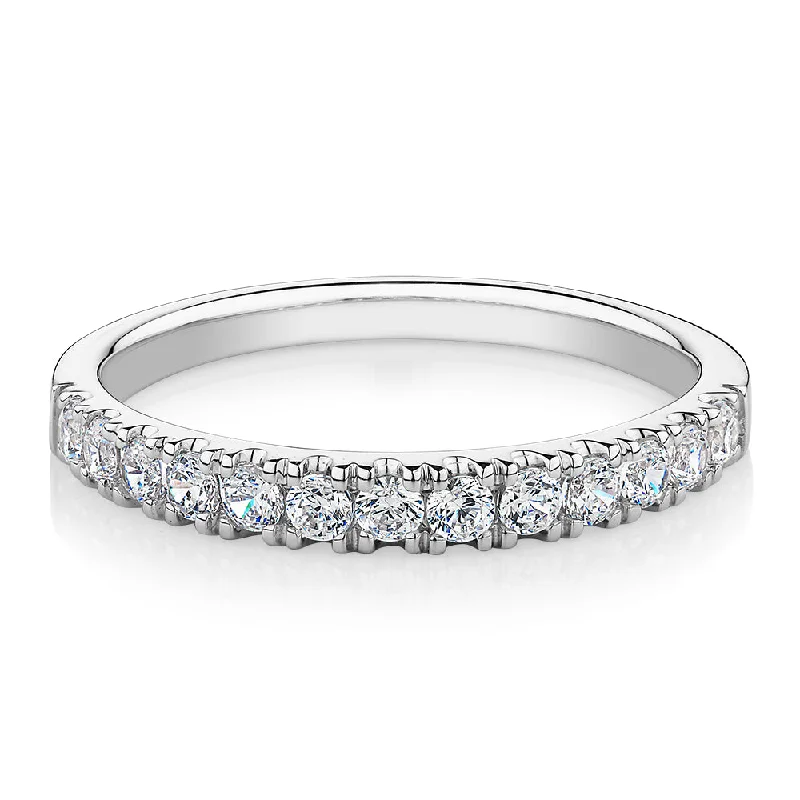 Open-ended women rings-Wedding or eternity band with 0.39 carats* of diamond simulants in 10 carat white gold