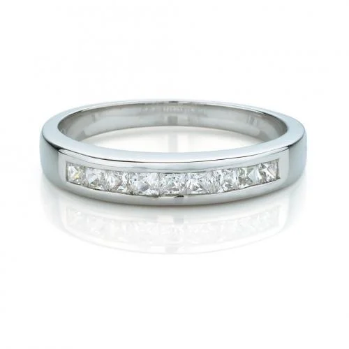 Simple engagement women rings-Princess Channel Set Band in White Gold