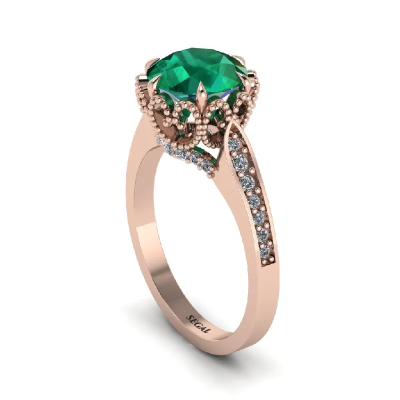 Engagement rings with a twist on tradition for women-Emerald Milgrain Engagement Ring - Yara No. 5