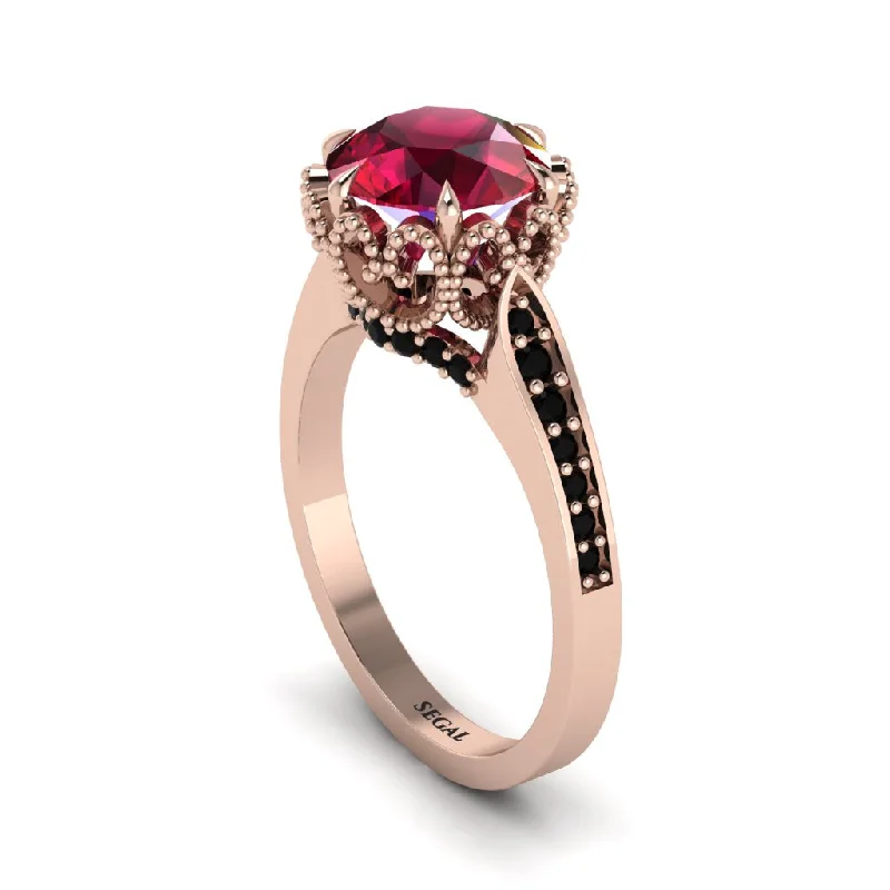 Simple engagement rings for women-Ruby Milgrain Engagement Ring - Yara No. 41