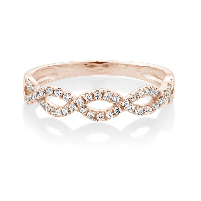 Artistic women rings-Wedding or eternity band in 10 carat rose gold