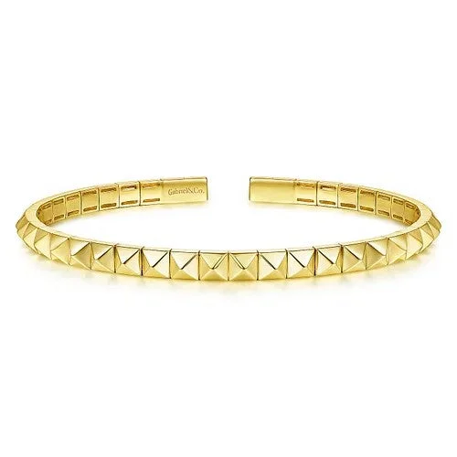 Large statement women bracelets-14K Yellow Gold Grommet Open Cuff Bracelet