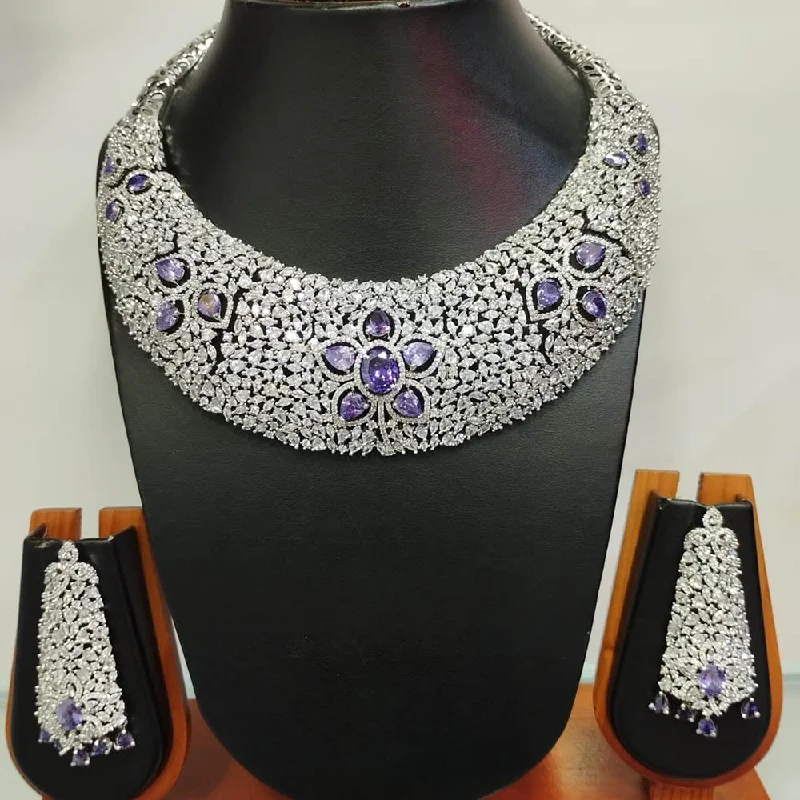 Unique women necklaces-Jain Jewellers Silver Plated AD Necklace Set