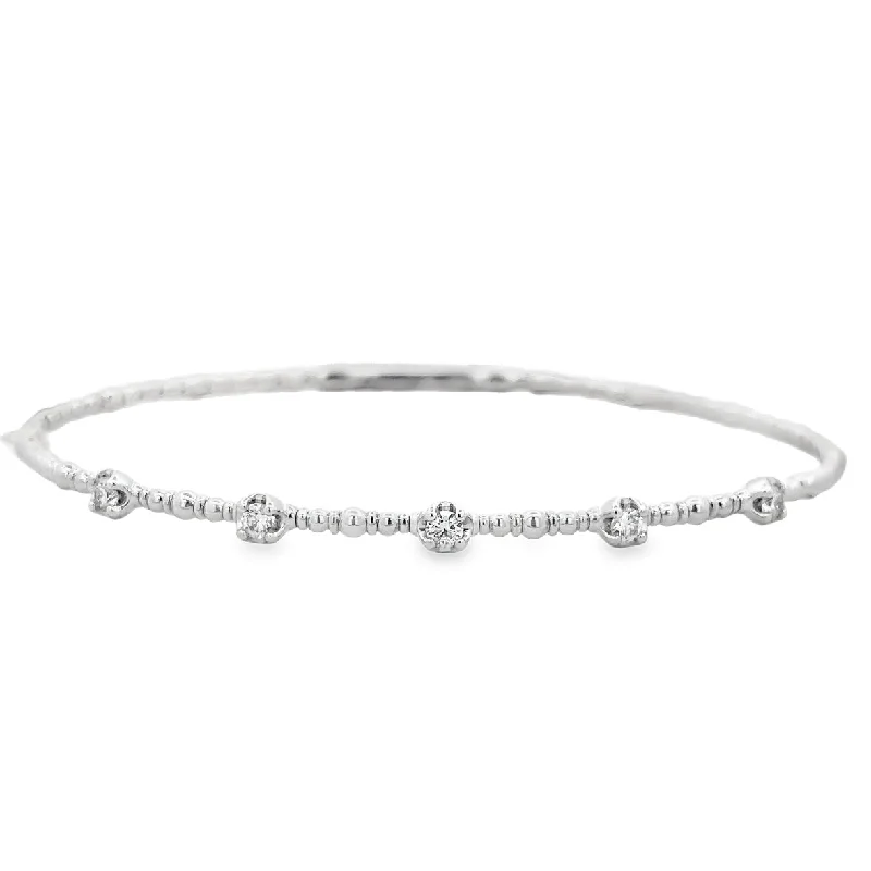 Fashion bangle bracelets for women-Flexible Diamond Bangle Bracelet in White Gold