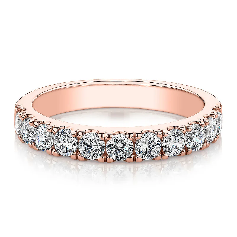 Diamond women rings-Wedding or eternity band with 0.88 carats* of diamond simulants in 14 carat rose gold