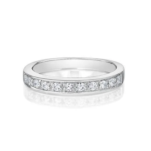 Luxury engagement women rings-Wedding or eternity band in 14 carat white gold