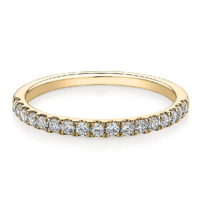 Cute silver women rings-Wedding or eternity band with 0.25 carats* of diamond simulants in 10 carat yellow gold