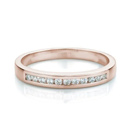 Engraved women rings-Wedding or eternity band in 14 carat rose gold