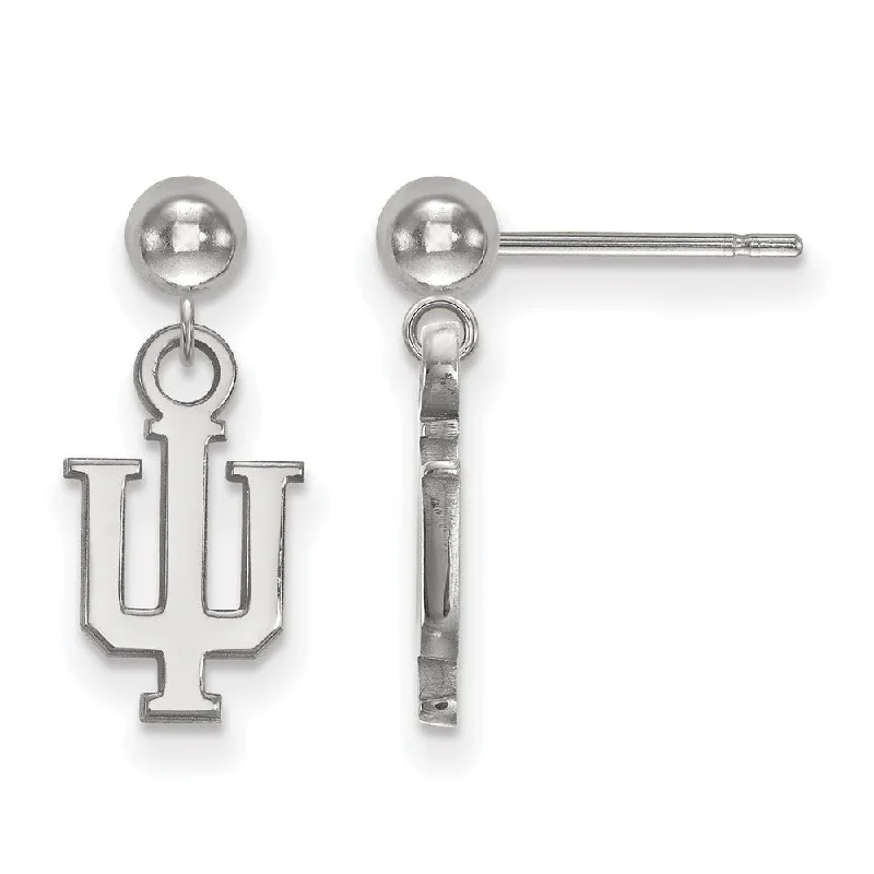 Bold women earrings-Sterling Silver Indiana University Ball Dangle Earrings