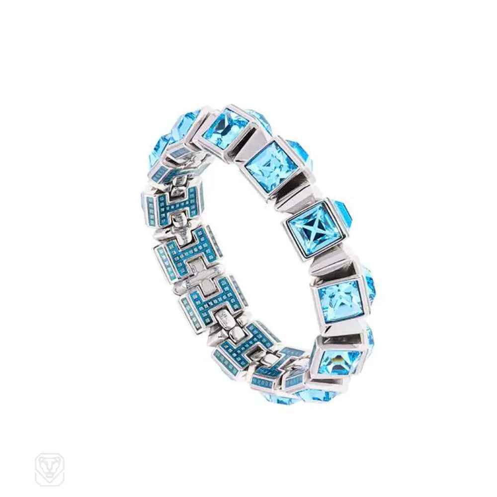 Luxury women bracelets-Aquamarine Swarovski crystal bracelet