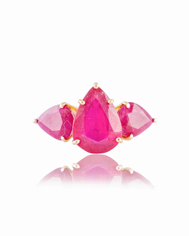 Luxury gemstone women rings-Julekha Ruby Ring