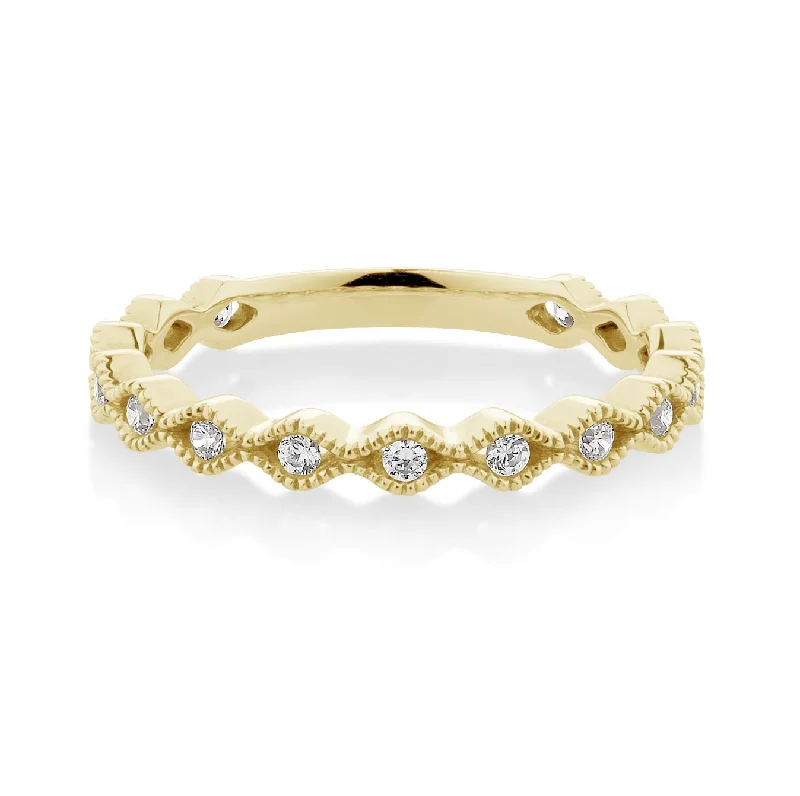 Custom diamond women rings-Wedding or eternity band in 10 carat yellow gold