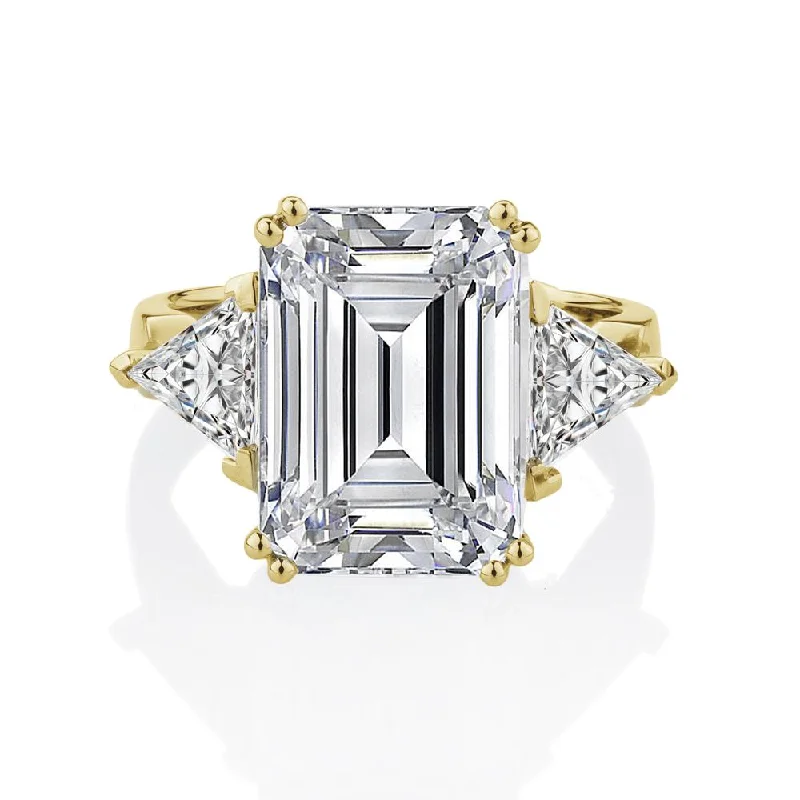 Dainty women rings-Dress ring with 10.68 carats* of diamond simulants in 10 carat yellow gold