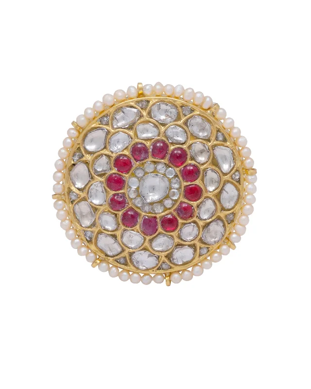 Cute gemstone women rings-Neerja Polki Ring