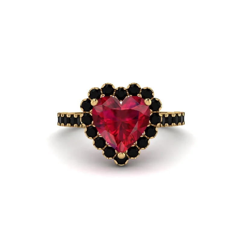 Engagement rings with large diamonds for women-Halo Heart Ruby Pave Engagement Ring - Gail No. 40