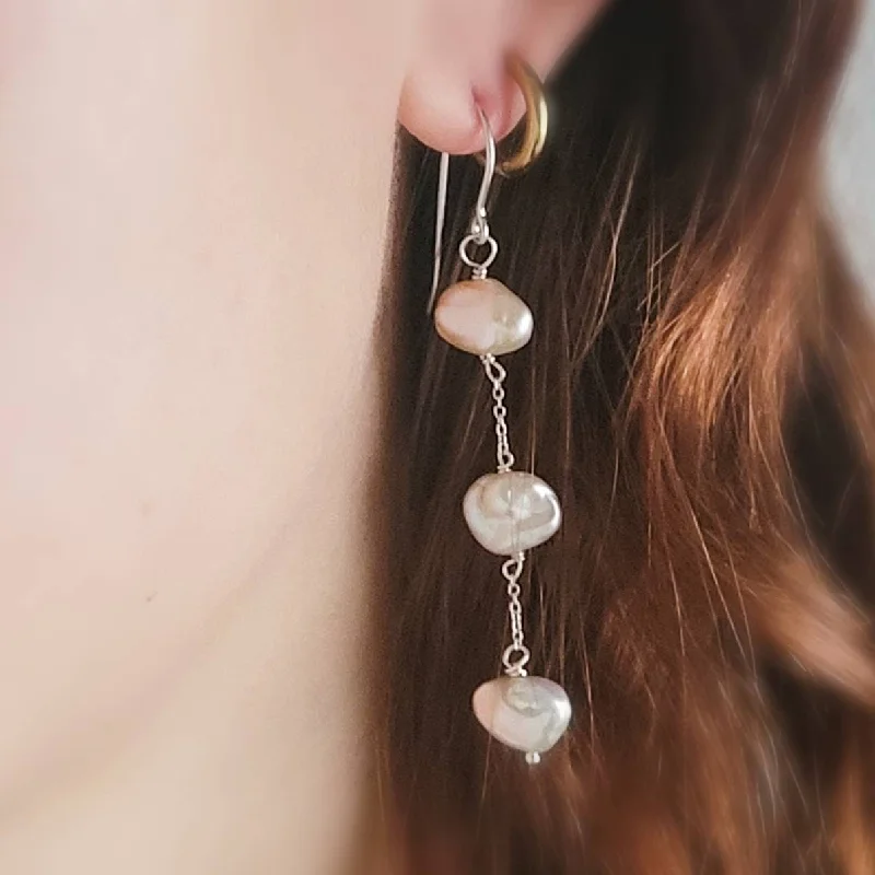 Clip-on women earrings-Keshi Pearl Drop Earrings