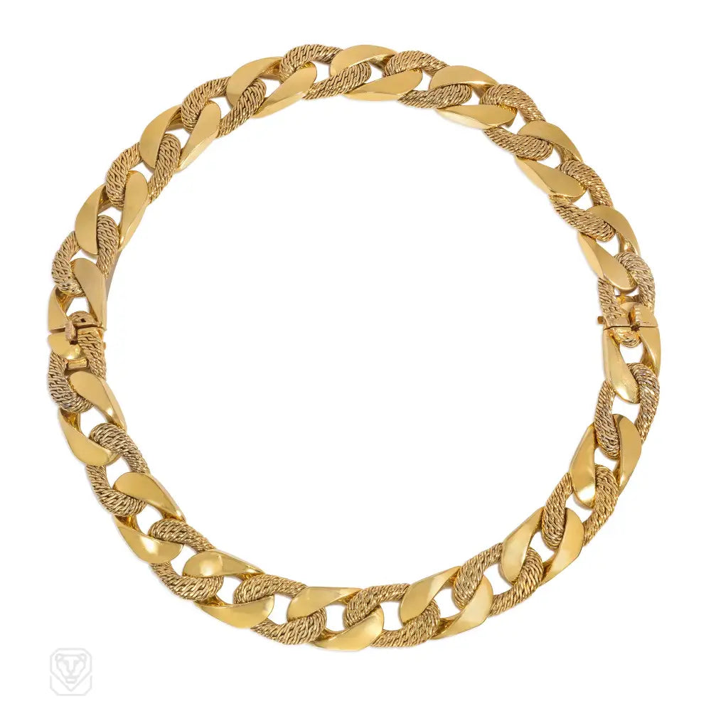 Elegant charm women bracelets-Georges Lenfant gold curb link necklace, convertible to bracelets