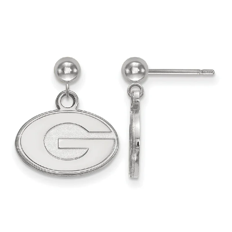 Pearl drop women earrings-14k White Gold University of Georgia Ball Dangle Earrings