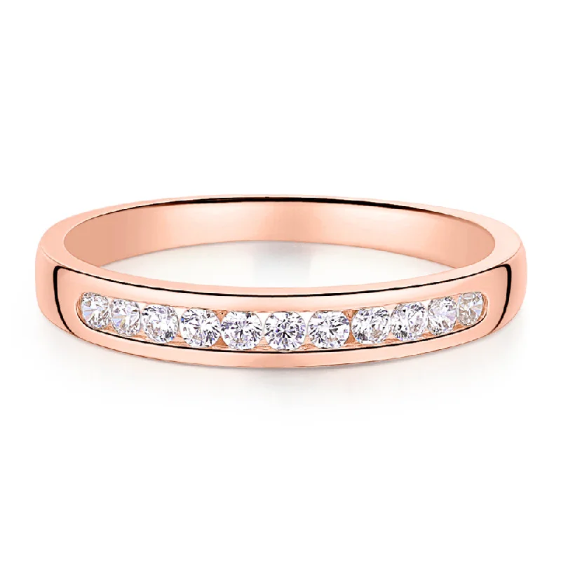 Wedding ring set for women-Wedding or eternity band in 14 carat rose gold