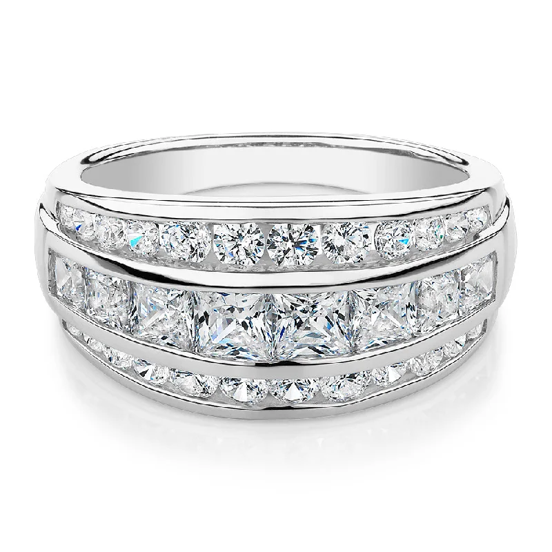 Oval women rings-Dress ring with 2.42 carats* of diamond simulants in 10 carat white gold