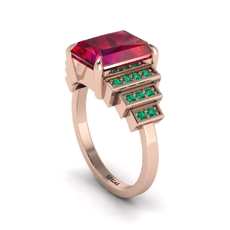 Engagement rings with rubies for women-Unique Geometric Radiant Ruby Engagement Ring - Wilma No. 26